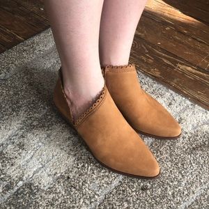 Brown Scalloped Leather Corso Como Booties